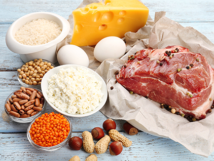 Assortment of protein foods.