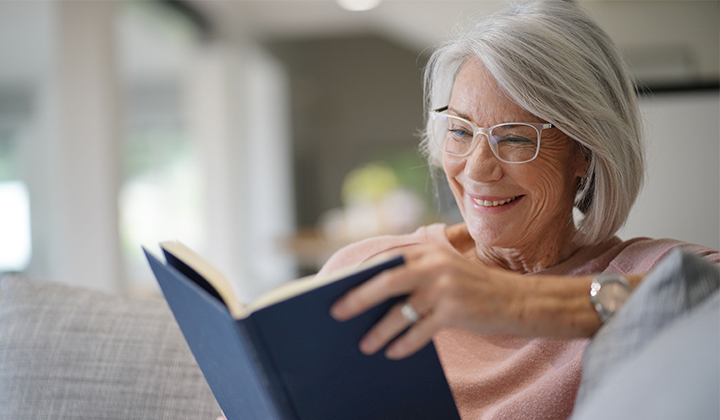 Older woman reading.