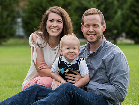 Cancer patient Andrew Claassen with wife and son.