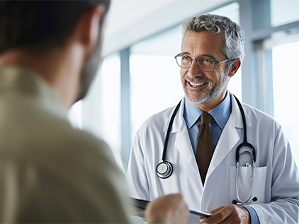 Male Physican talking to a male patient