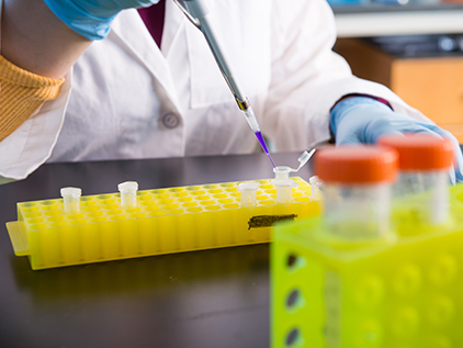 Researcher working in lab.