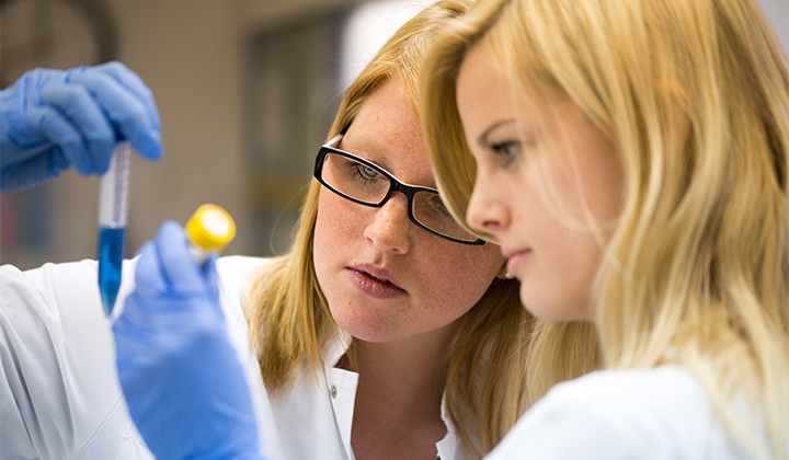 Researchers in lab.