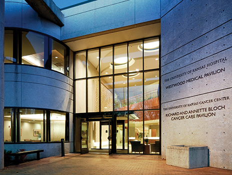 Richard and Annette Block Cancer Care Pavilion entrance.