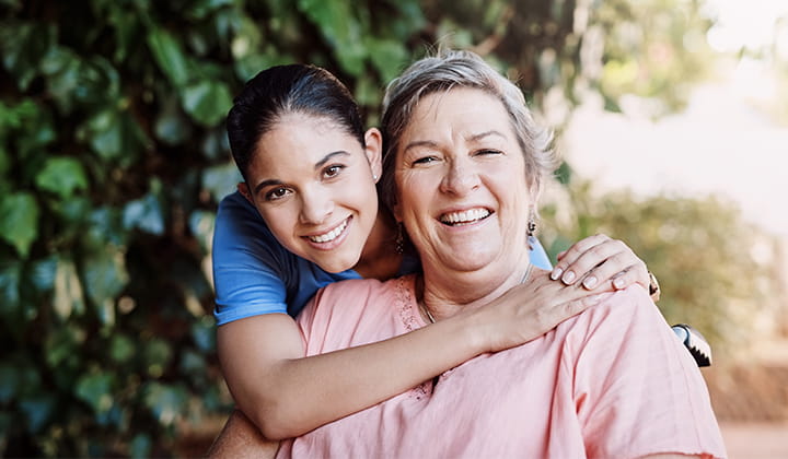 Happy patient with nurse.