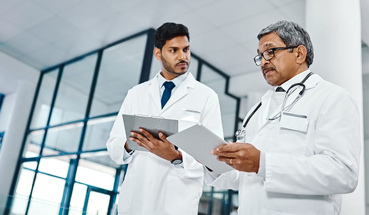 Two doctors talking.