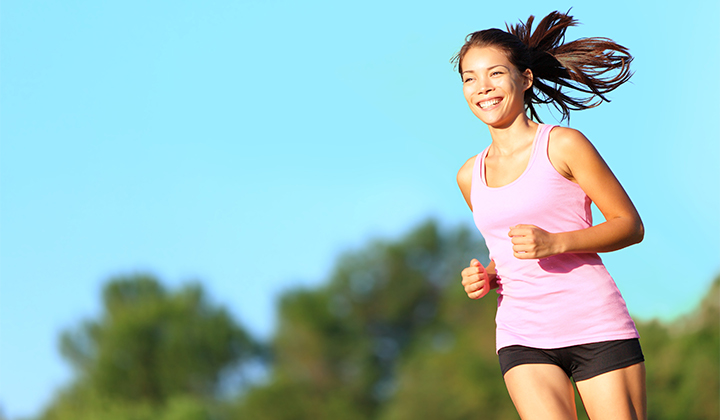 Woman running outside