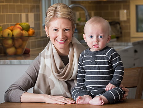 Breast cancer patient Stacey Johnson and her son.