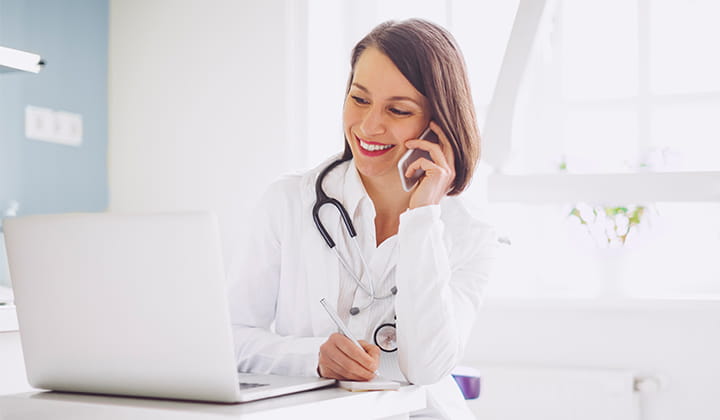 Doctor on phone.