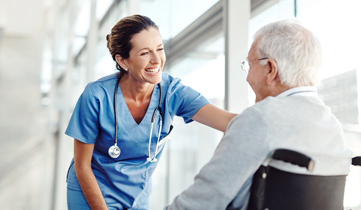 Happy nurse with patient.