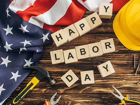 Block spelling out Happy Labor Day